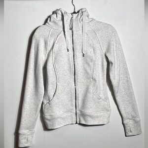 Lululemon Plush Scuba Full Zip sz 4 Light heathered gray Glitter Trim Hoodie